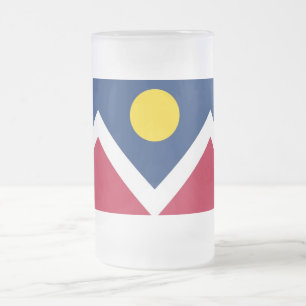 Frosted Glass Mug with flag of Denver City, USA