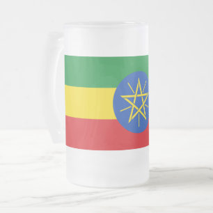 Frosted Glass Mug with flag of Ethiopia