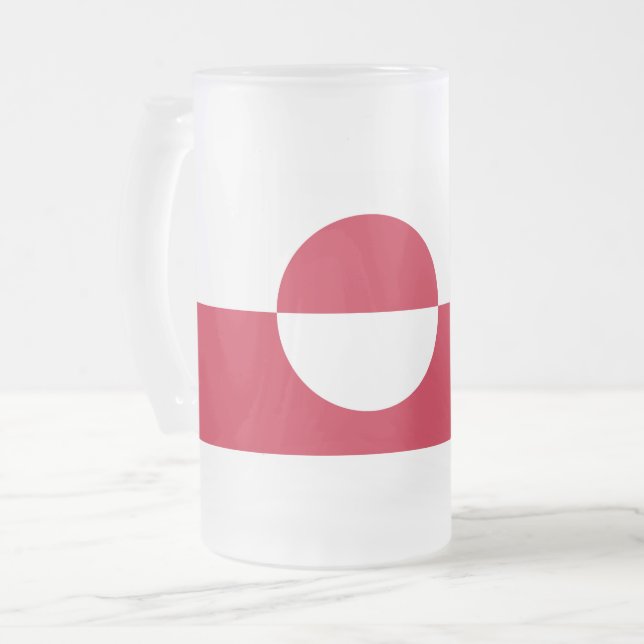 Frosted Glass Mug with flag of Greenland (Front Left)