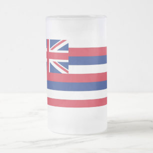 Frosted Glass Mug with flag of Hawaii, USA
