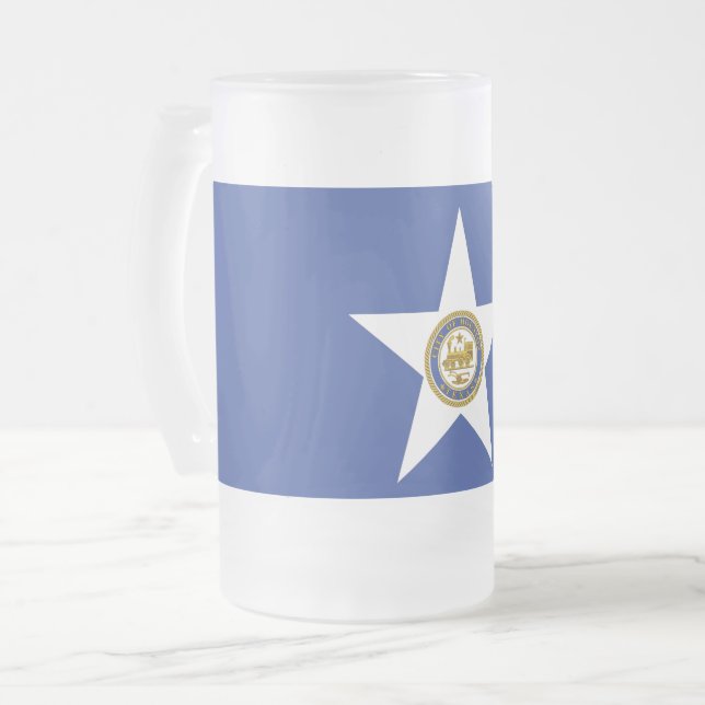 Frosted Glass Mug with flag of Houston, USA (Front Left)
