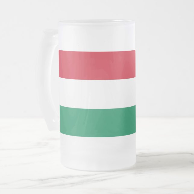 Frosted Glass Mug with flag of Hungary (Front Left)