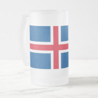 Frosted Glass Mug with flag of Iceland