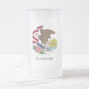 Frosted Glass Mug with flag of Illinois, USA