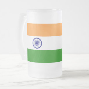 Frosted Glass Mug with flag of India