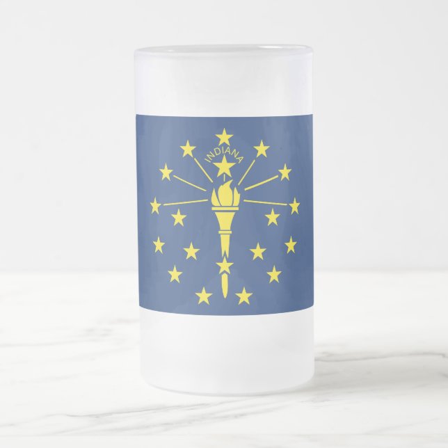 Frosted Glass Mug with flag of Indiana, USA (Center)