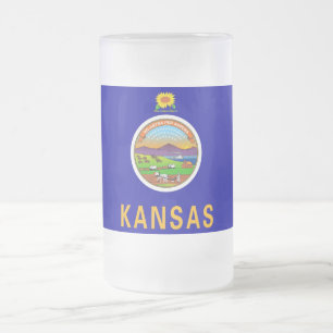 Frosted Glass Mug with flag of Kansas, USA