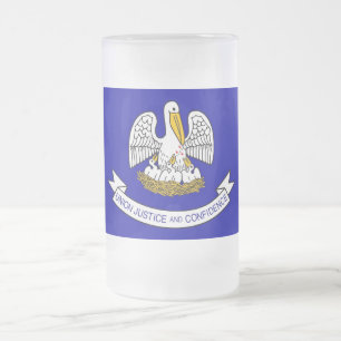 Frosted Glass Mug with flag of Louisiana, USA