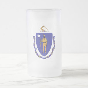 Frosted Glass Mug with flag of Massachusetts