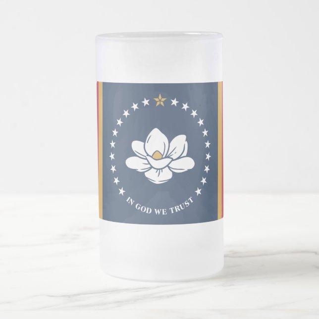Frosted Glass Mug with flag of Mississippi, USA (Center)