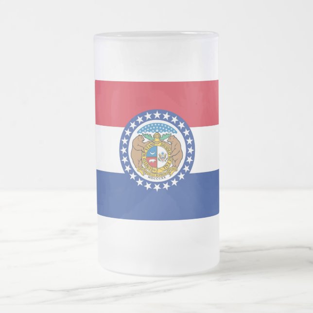 Frosted Glass Mug with flag of Missouri (Center)