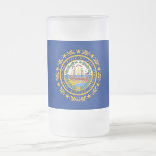 Frosted Glass Mug with flag of New Hampshire
