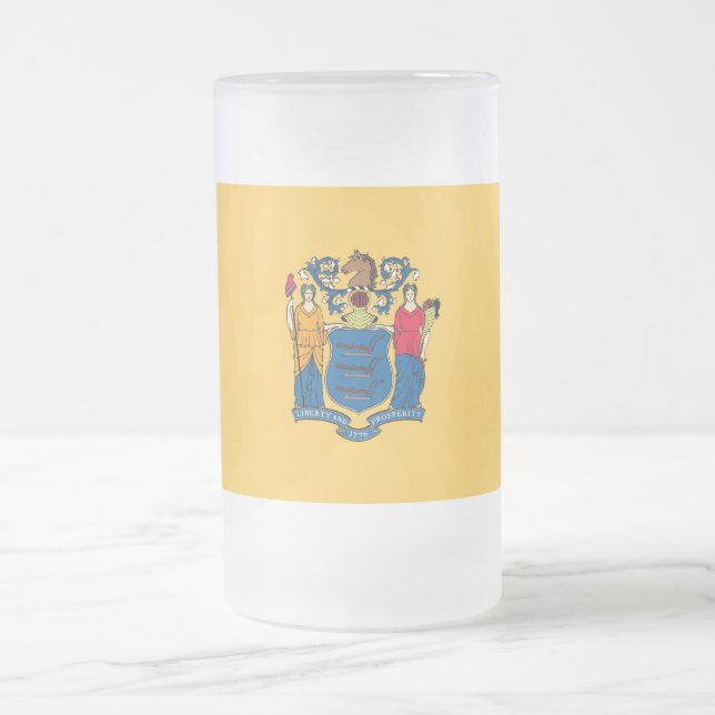 Frosted Glass Mug with flag of New Jersey (Center)