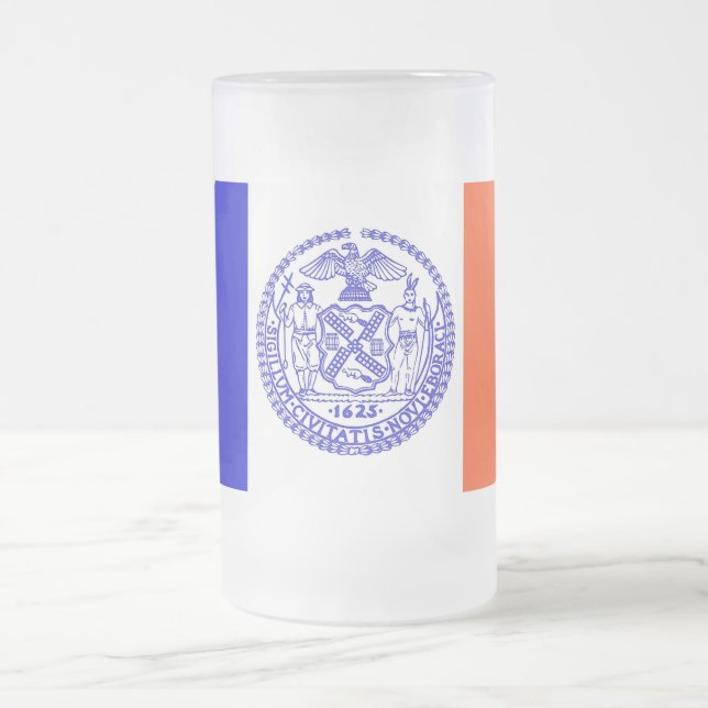 Frosted Glass Mug with flag of New York City (Center)