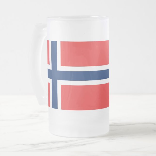 Frosted Glass Mug with flag of Norway (Front Left)