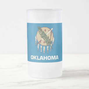 Frosted Glass Mug with flag of Oklahoma, USA