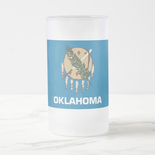 Frosted Glass Mug with flag of Oklahoma, USA (Center)