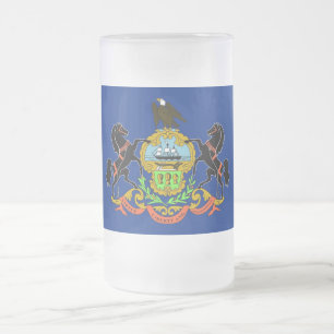 Frosted Glass Mug with flag of Pennsylvania, USA