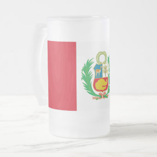 Frosted Glass Mug with flag of Peru