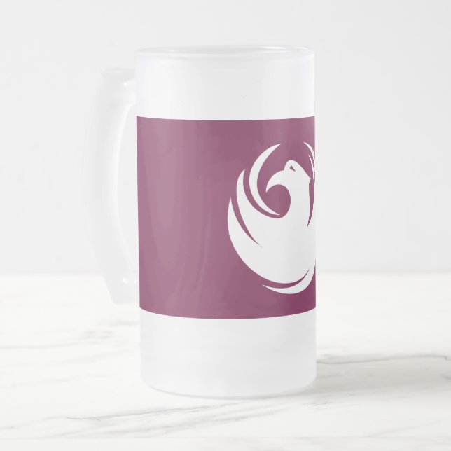 Frosted Glass Mug with flag of Phoenix City (Front Left)