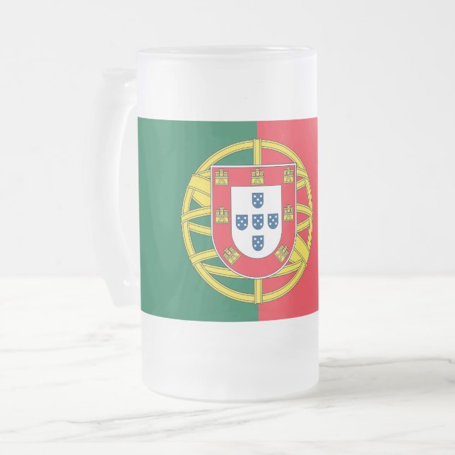 Frosted Glass Mug with flag of Portugal (Front Left)