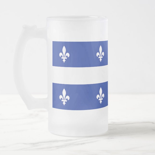 Frosted Glass Mug with flag of Quebec (Left)
