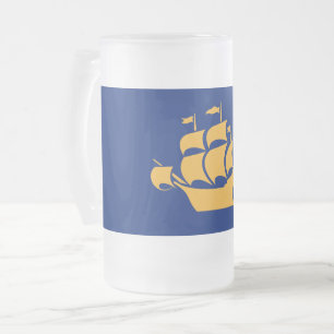 Frosted Glass Mug with flag of Quebec City