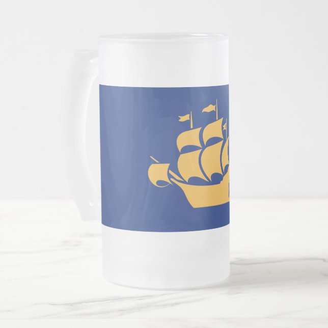Frosted Glass Mug with flag of Quebec City (Front Left)