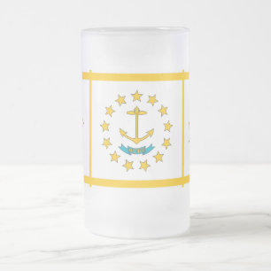Frosted Glass Mug with flag of Rhode Island, USA