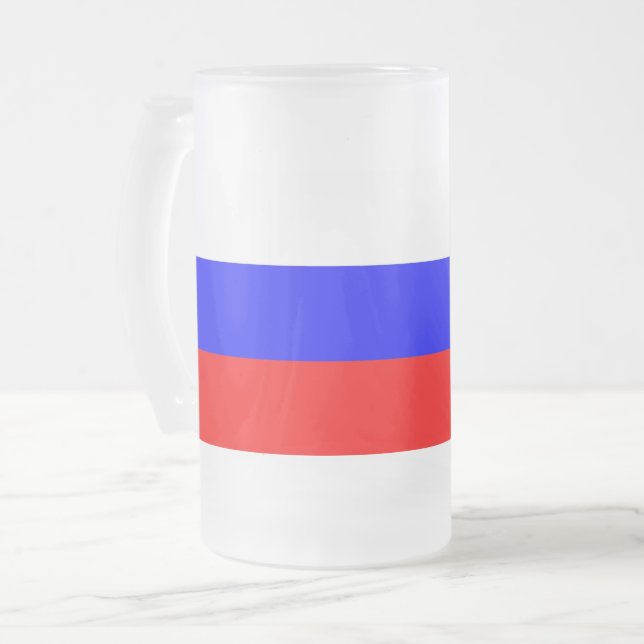 Frosted Glass Mug with flag of Russia (Front Left)