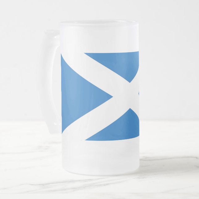 Frosted Glass Mug with flag of Scotland (Front Left)
