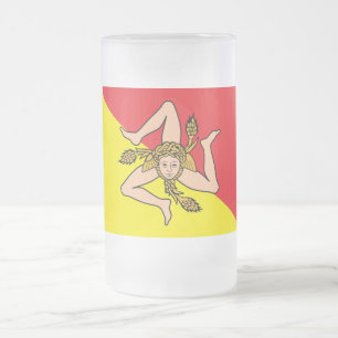 Frosted Glass Mug with flag of Sicily, Italy