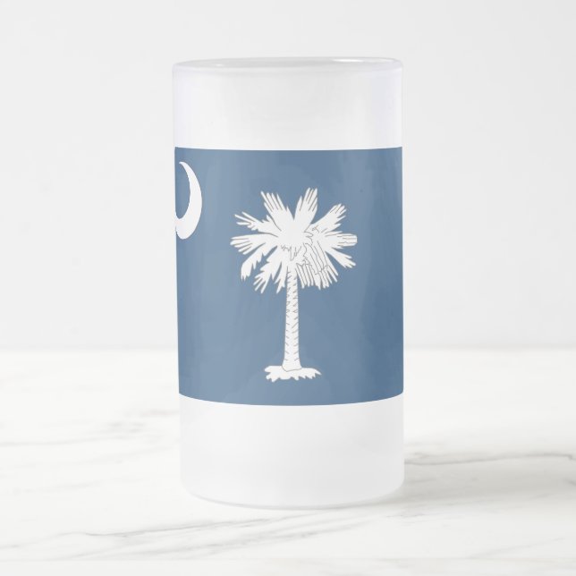 Frosted Glass Mug with flag of South Carolina, USA (Center)