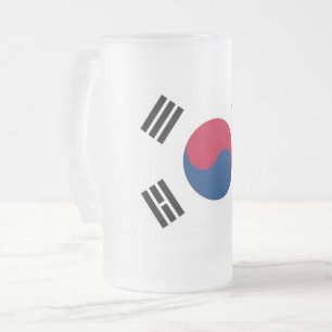 Frosted Glass Mug with flag of South Korea