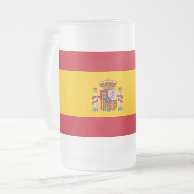 Frosted Glass Mug with flag of Spain (Front Left)