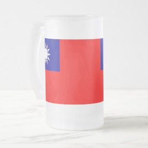 Frosted Glass Mug with flag of Taiwan