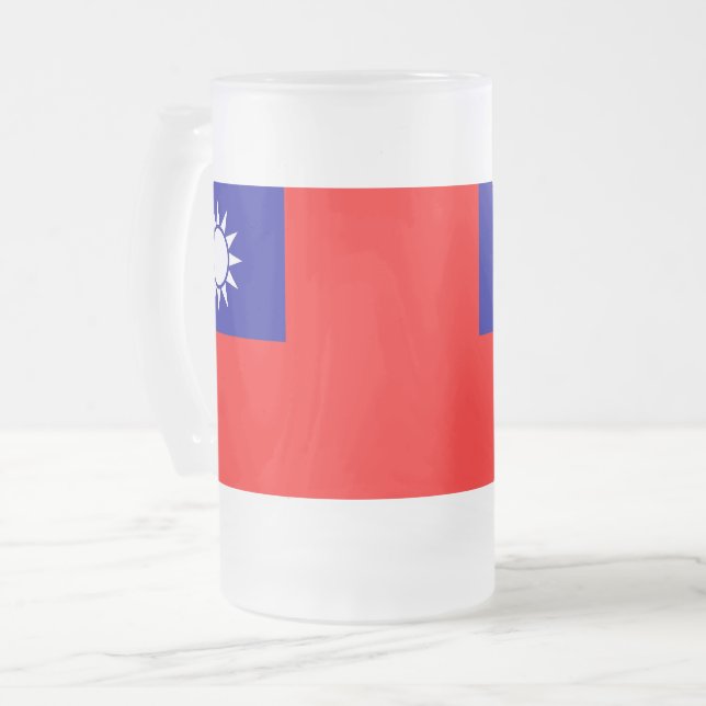 Frosted Glass Mug with flag of Taiwan (Front Left)