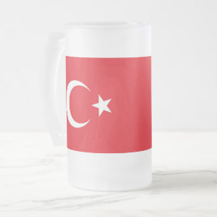 Frosted Glass Mug with flag of Turkey