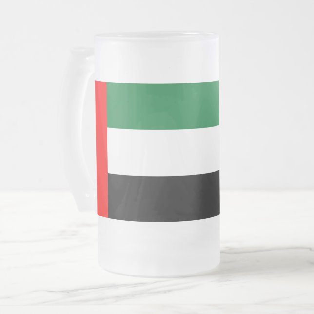 Frosted Glass Mug with flag of UAE (Front Left)