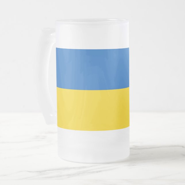 Frosted Glass Mug with flag of Ukraine (Front Left)