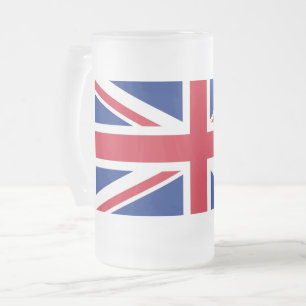 Frosted Glass Mug with flag of United Kingdom