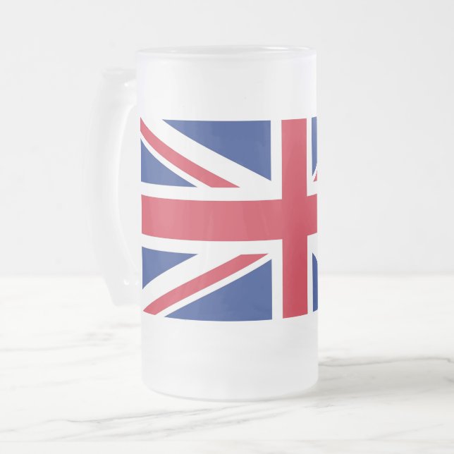Frosted Glass Mug with flag of United Kingdom (Front Left)