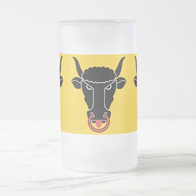 Frosted Glass Mug with flag of Uri, Switzerland (Center)