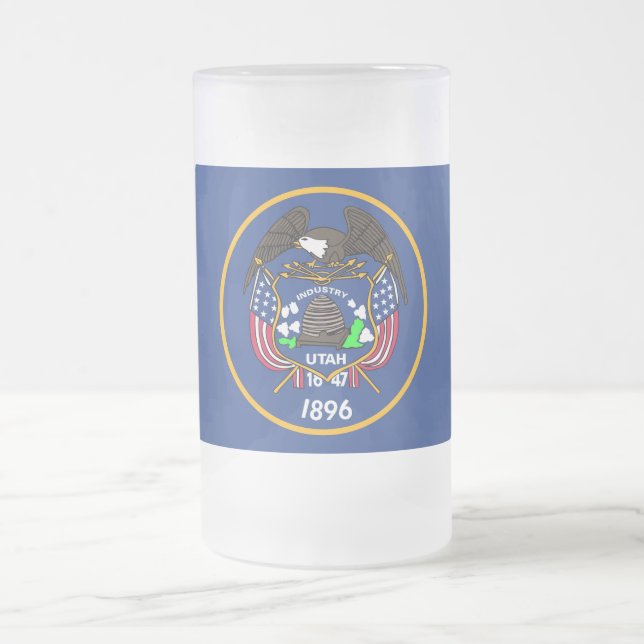 Frosted Glass Mug with flag of Utah, USA (Center)