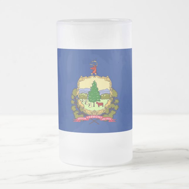 Frosted Glass Mug with flag of Vermont, USA (Center)