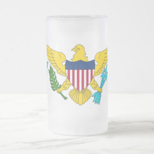 Frosted Glass Mug with flag of Virgin Islands, USA
