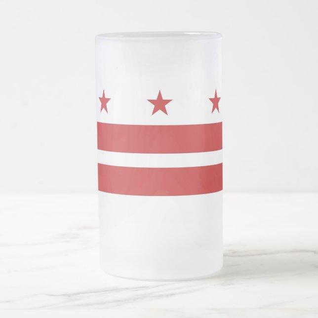 Frosted Glass Mug with flag of Washington DC, USA (Center)