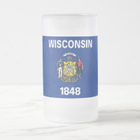 Frosted Glass Mug with flag of Wisconsin State