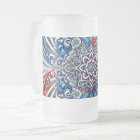Frosted Glass Mug with French Colours design