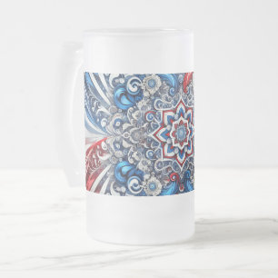 Frosted Glass Mug with French Colours design